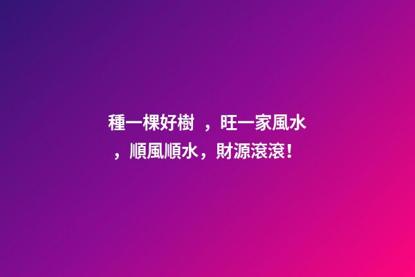 種一棵好樹，旺一家風水，順風順水，財源滾滾！